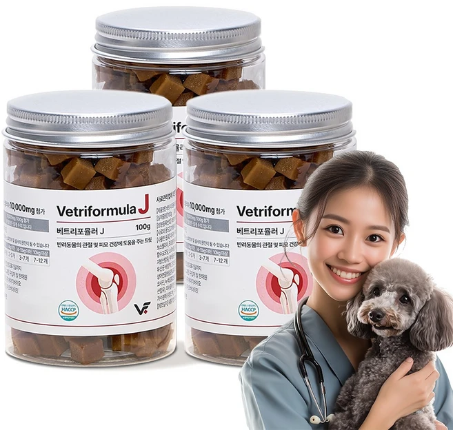 베트리포뮬러 반려동물 종합유산균영양제 관절 피부 면역 오메가3, 100g, 3개, J 관절영양제 보스웰리아 - 쿠팡