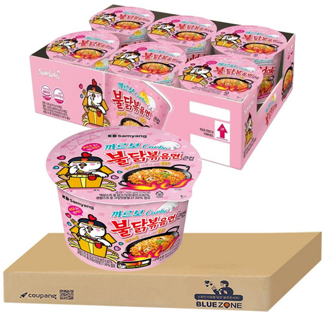 블루존 까르보 불닭볶음면 큰컵 105g (6입)