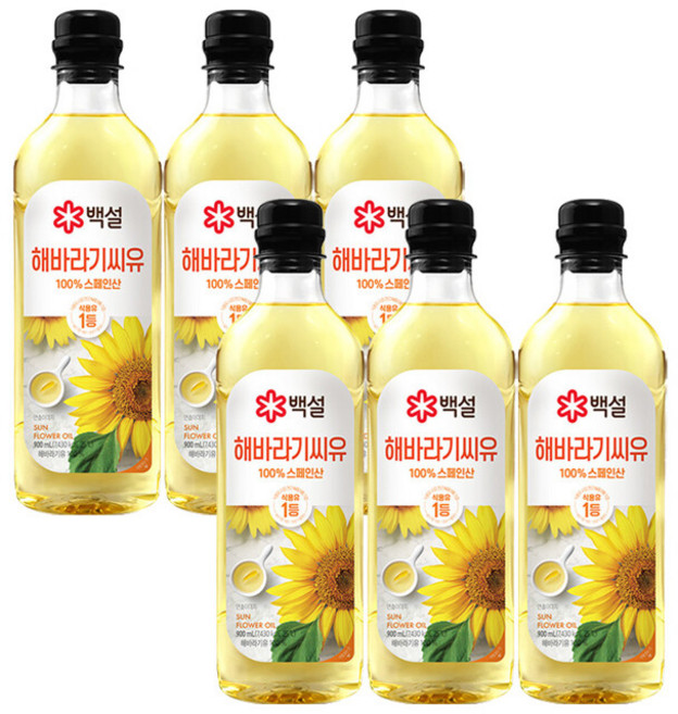 제일제당 백설 해바라기씨유 900ml x6개