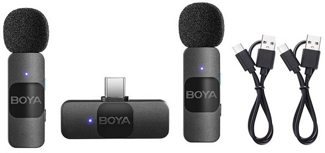 BOYA 무선 핀 마이크 유튜브 영상 촬영 라이브 방송 녹음 레코딩 음향기기, 블랙2 C타입