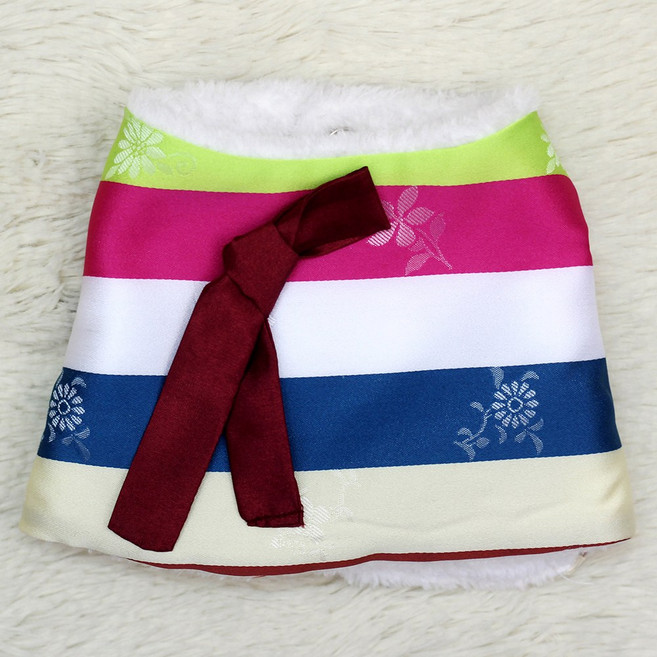 강아지 한복 배자 보아털, 1개, 색동