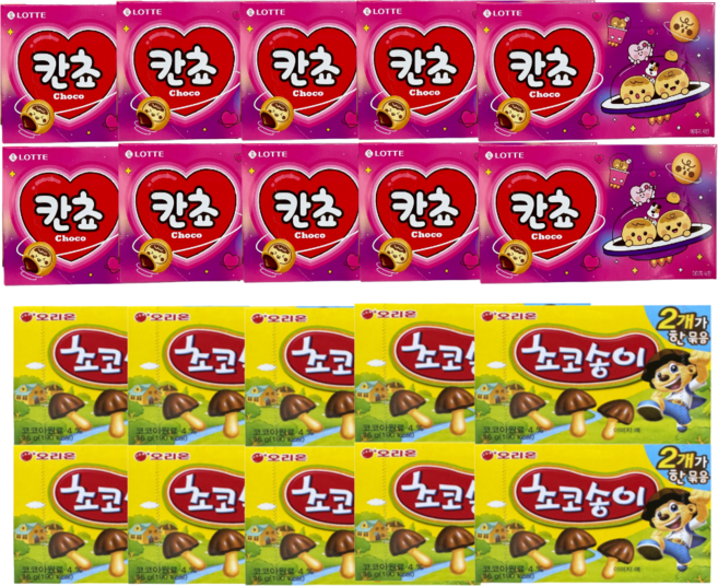 오리온제과 초코송이 72그램 + 롯데제과 칸쵸 108그램 (판매원 주식회사 씨엠몰), 180g, 5세트
