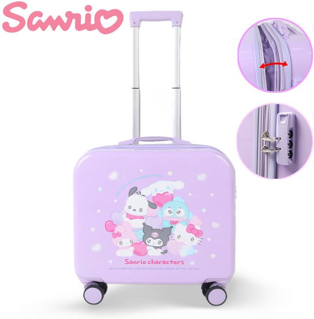 산리오 중형 캐리어 시나모롤 쿠로미 헬로키티 마이멜로디 포차코 에모큥 퍼플 18인치