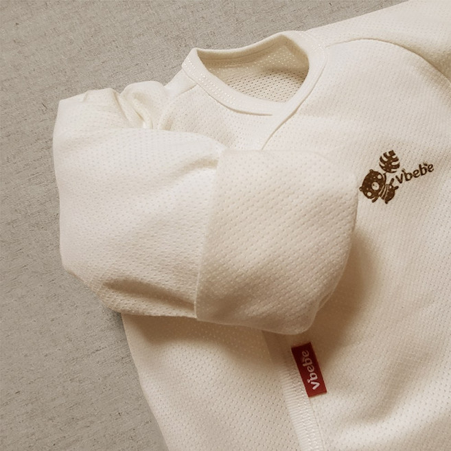 Vibebe 無染棉反摺袖網布肚衣 台灣製造 純棉親膚透氣 新生兒紗布衣