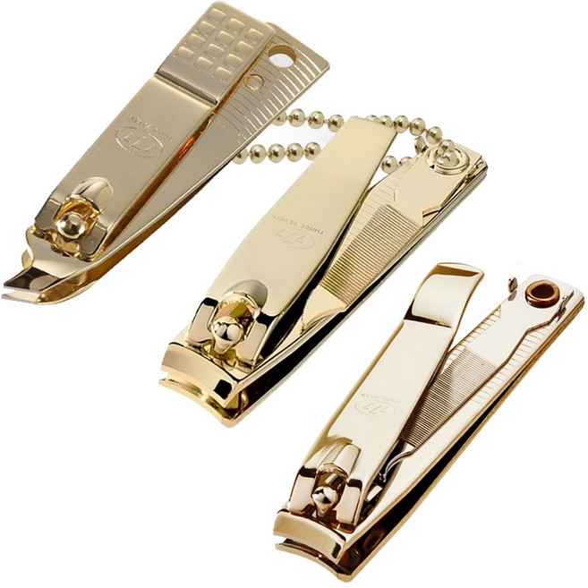 쓰리세븐 777 손톱깍이 3종세트 CT-121ZG+N-608FG+N-211G 발톱깍기 큐티클깍이, 1세트, 골드