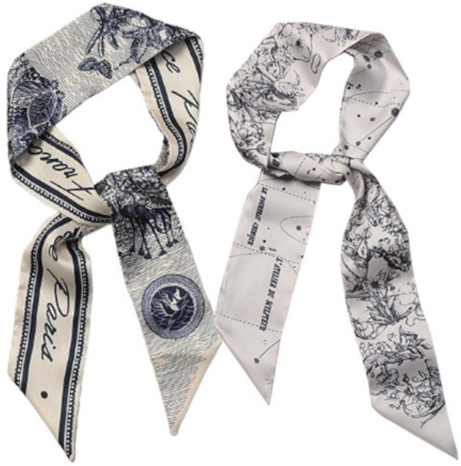 디아픽 2개세트 양면 스카프 슬림 레터링 타이