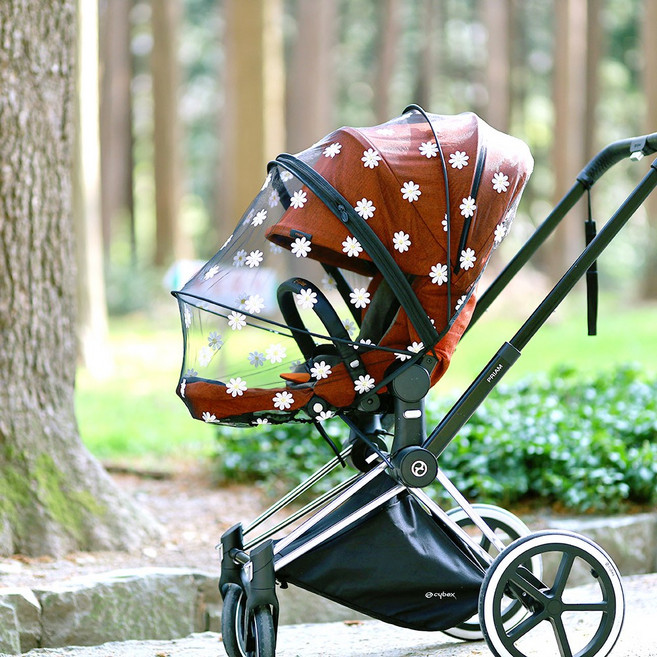 데이지 유모차모기장 지퍼형 KC인증 커버 대부분호환 가리개 자수 odda, dasiy_모기장_블랙, 1개