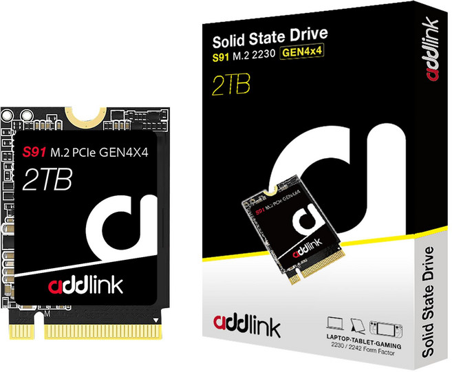 Addlink New S91 2TB 2230 NVMe 고성능 PCIe Gen4x4 3D NAND SSD - 읽기 속도 최대 5000 MBs Steam Deck ROG Ally