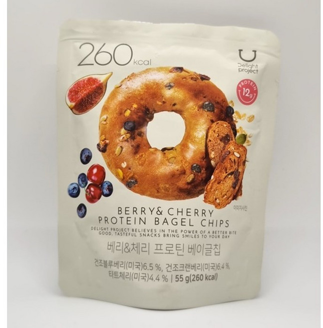 딜라이트 프로젝트 베리&체리 프로틴 베이글칩, 5개, 55g