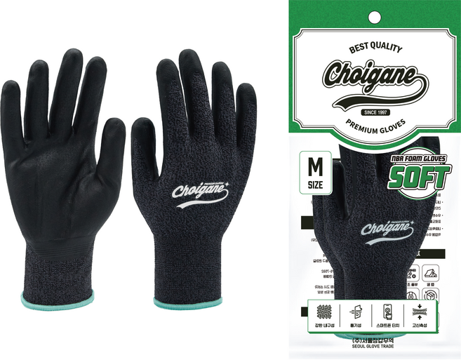 최가네장갑 소프트 (10켤레) 고급 NBR 폼코팅장갑 스마트터치 미끄럼방지 작업 장갑 코팅장갑, Medium, 10개