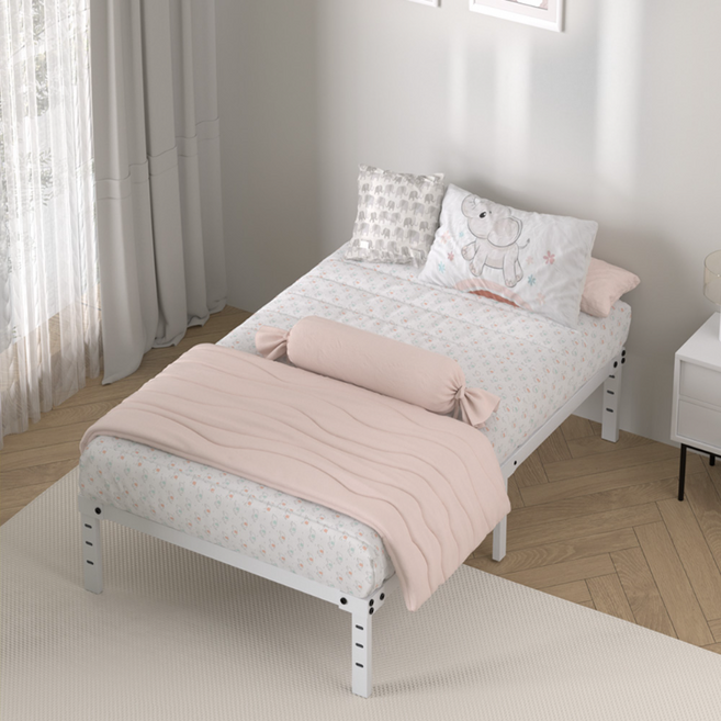 휴가하우스 견고한 철제 침대 프레임 매트리스 받침대 깔판 S/SS/Q, 화이트