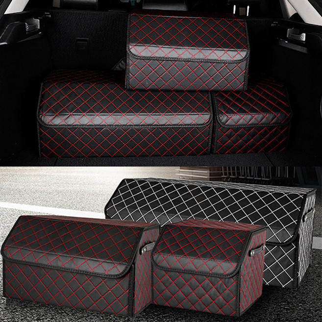 어썸카 구형쏘나타트렁크정리함 색상별 530d트렁크수납함 2019G90세차툴백 자동차트렁크박스 펠리세이드 벤츠 BMW 싼타페TM 더뉴카니발 셀토스 더뉴QM6 제네시스 아우디 지프랭글러, 레드트렁크정리함