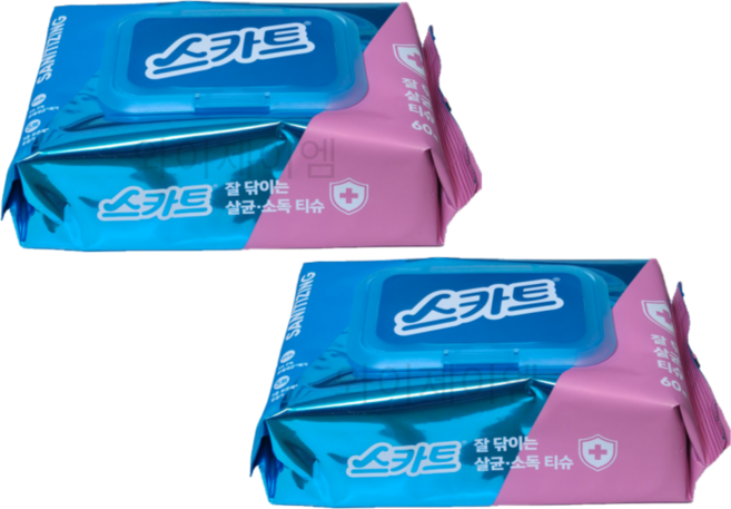 스카트 잘 닦이는 청소용 위생 물티슈 세균 주방 사무실 아기용품 세균제거, 2개