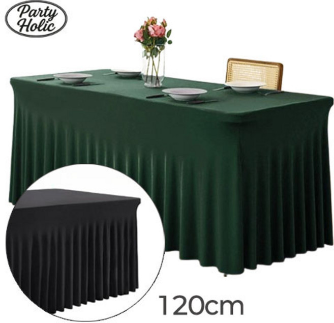 파티홀릭 생일 돌잔치 백일상 칠순잔치 파티용 기업박람회 무지 행사 테이블보, 가로120cm, 다크그린, 1개