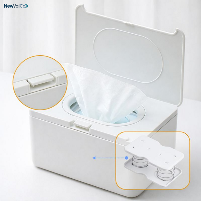뉴밸코 밀폐 원터치 물티슈케이스 자동높이조절, 화이트