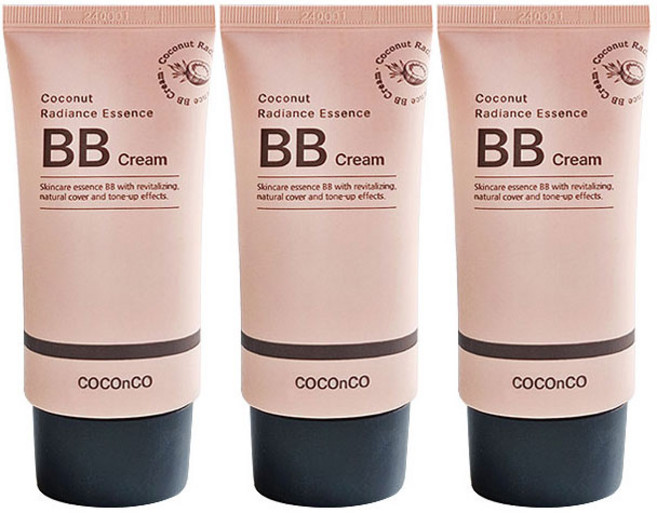 (1+1+1)코코앤코 코코넛 비비크림 50ml X 3개 +물티슈 +마스크팩1매 /SPF50+/PA++++/미백 주름개선/베이지톤 bb크림 /모공 축소/피부 진정커버, 베이지톤