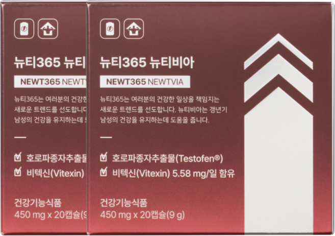 뉴티365 뉴티비아 남성 갱년기 영양제, 2개, 20정