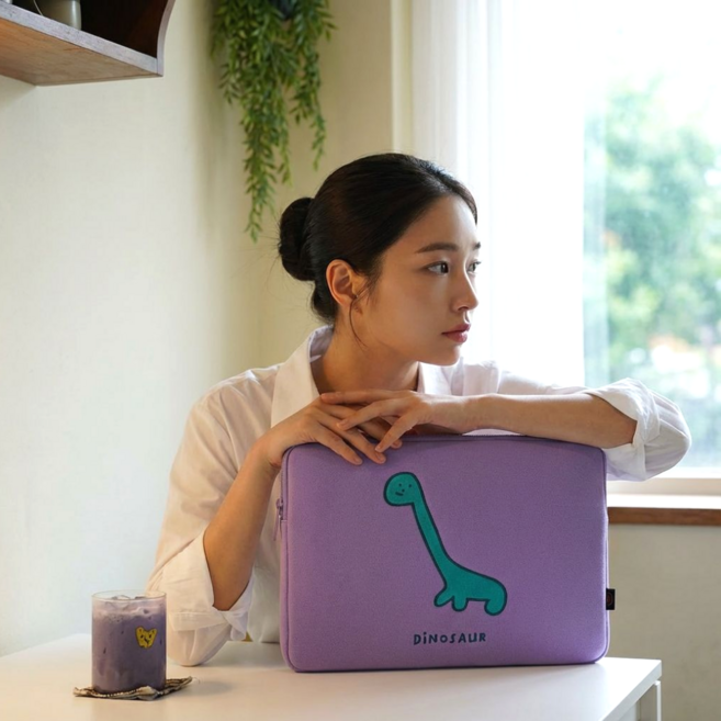 디디햅 아이패드파우치 그램노트북 맥북 귀여운공룡캐리터가방, 1개, 보라