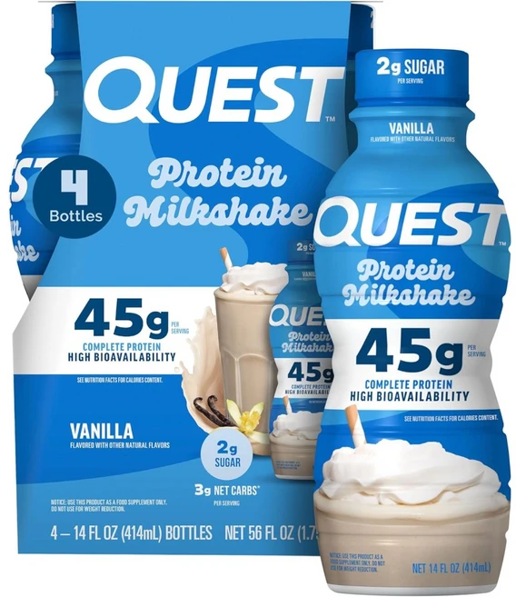 퀘스트 뉴트리션 바닐라 프로틴 쉐이크 414ml 4개입, Vanilla - 쿠팡