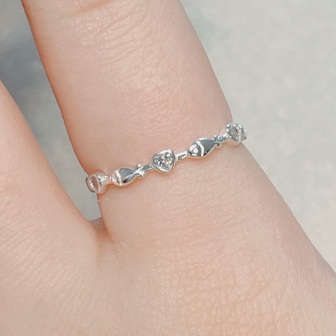 실버925 큐빅 하트 행운 물고기 은반지 애끼 새끼손가락 반지