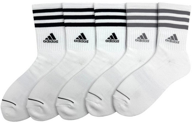 아디다스 남성 쿠션 양말세트 아치서포트, 화이트, 1세트
