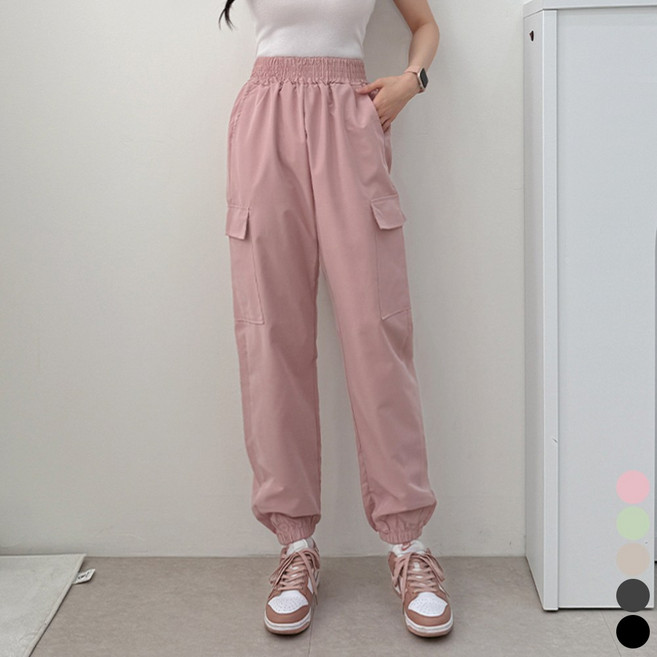 끌로이 남여공용 바스락 조거 팬츠 밴딩 카고 바지 데일리 운동복 아노락 등산