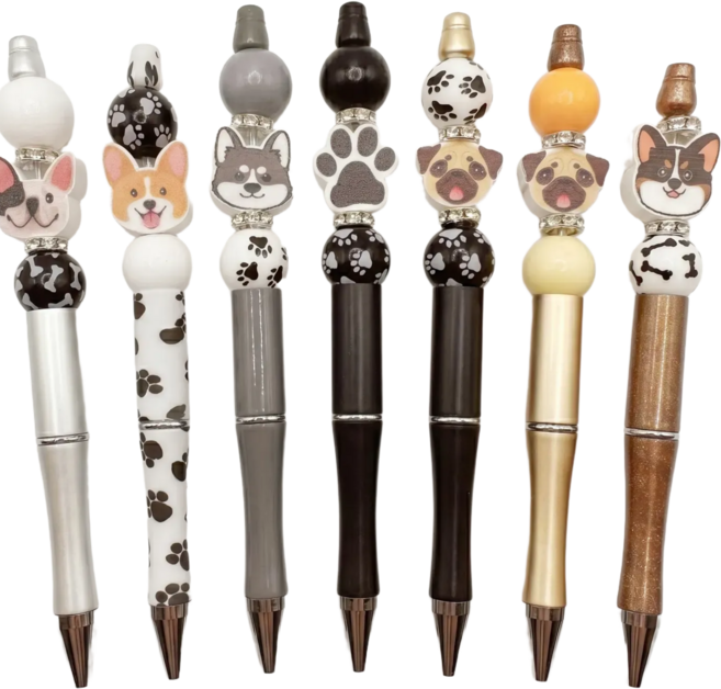 볼펜 꾸미기 세트 DIY SET 캐릭터 동물 바다 고양이 비즈 강아지 볼꾸, 1개, 강아지모음