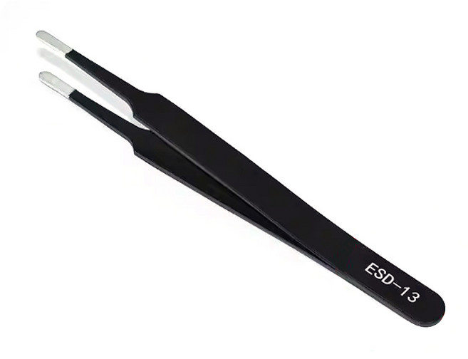 정밀 핀셋 ESD 전기 전자 기판 부품 납땜 작업용 공구 용품, 1개, 블랙 ESD-13