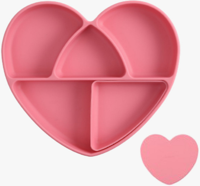 러빗 하트흡착식판, 로즈, 하트흡착식판+국나눔칸+뚜껑, 1개