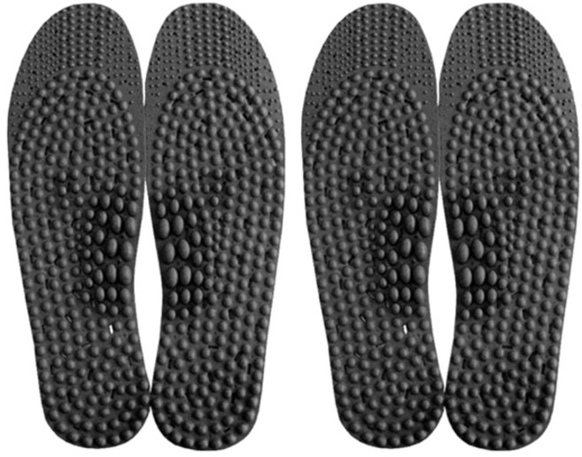 (주)에이스샵_1+1 지압깔창 국내생산 240mm~280mm 재단 남여공용 프리사이즈 2세트 깔창 발지압, 지압깔창(참숯)2개, 1개