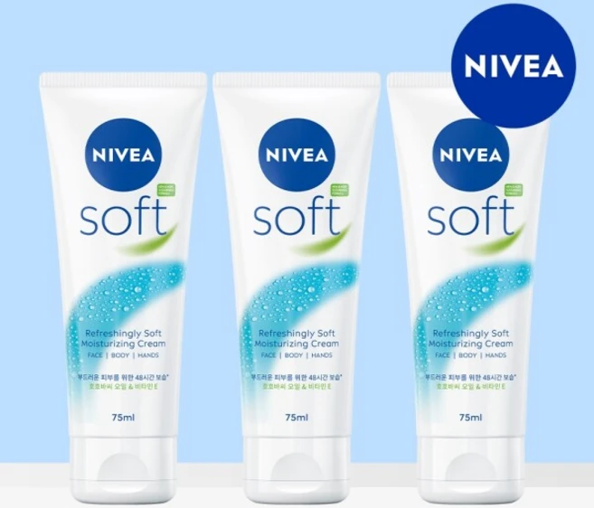 [니베아] 소프트 리프레싱 모이스춰라이징 크림 75ml 3개 - 쿠팡
