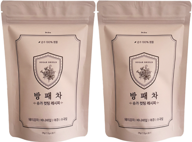 닥터이브 방패차 슈가 컷팅 레시피 돼지감자 여주 바나바잎 수국잎, 24g, 20개입, 2박스