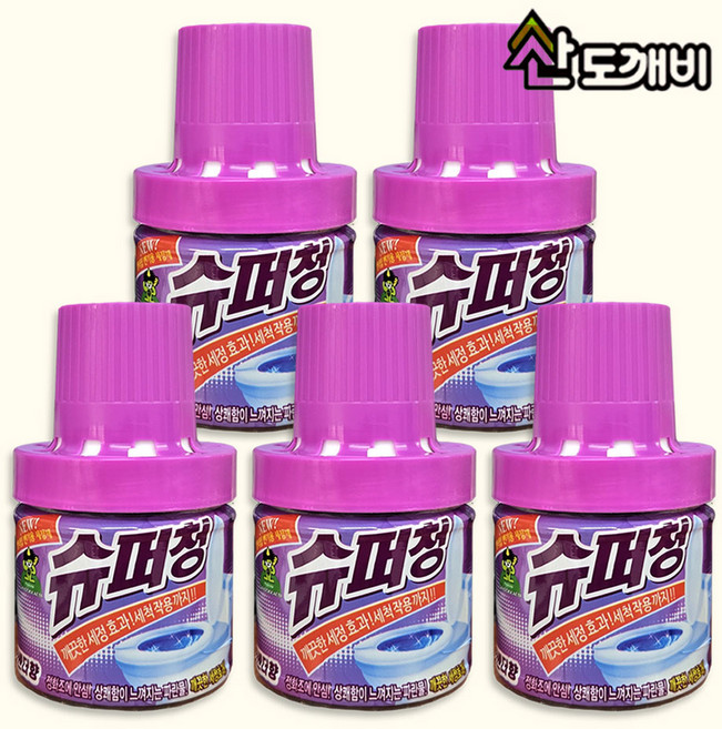 산도깨비 슈퍼청 변기세정제 병타입 180g 라벤더향, 5개
