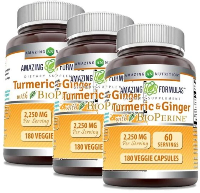 어메이징 뉴트리션 터메릭 커큐민 진저 바이오페린 캡슐 Amazing Nutrition Turmeric Ginger with BioPerine, 3개, 180정 - 쿠팡