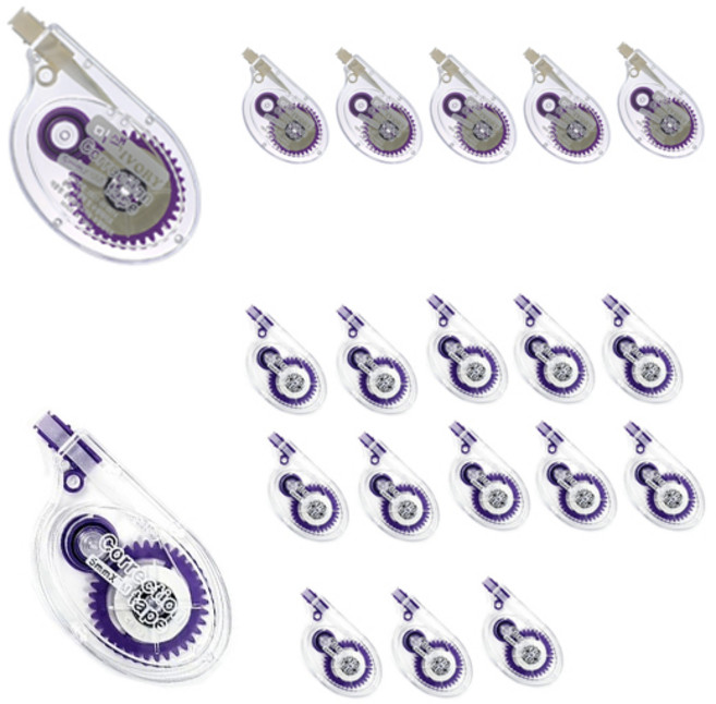 미색노트용 롱 수정테이프 8m, 20개, 미색6개+백색14개혼합(보라)