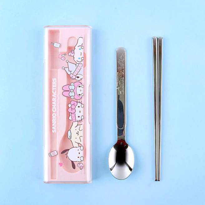 [잼뽀니] 산리오 큐티 수저 케이스세트-패밀리 [B1-102524], 1세트, 핑크
