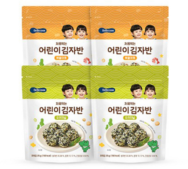베베쿡 처음먹는 어린이 김자반 4p/오리지널/해물야채, 베베쿡 처음먹는  김자반 4개(해물야채)