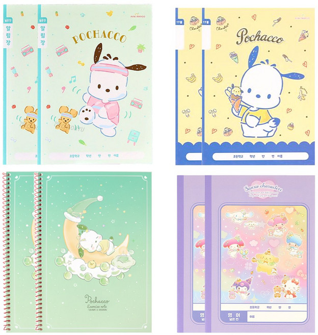 산리오 캐릭터 초등 저학년 노트 세트, 1세트, 포차코