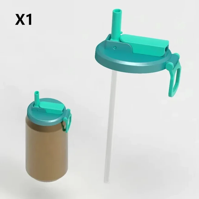 빨대가 있는 음료 캔 보호 실리콘 커버 맥주 병뚜껑 틴 컵 소다 누수 방지 캡, 01 Blue Green