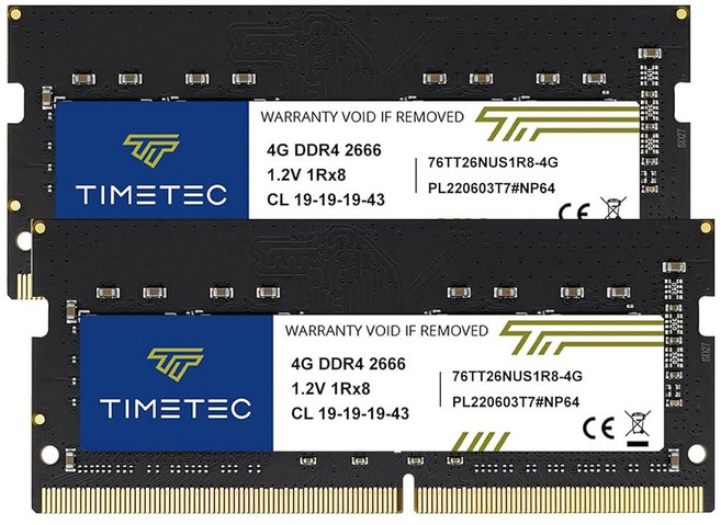 Timetec 8GB 키트(2x4GB) DDR4 2666MHz PC4-21300 Non-ECC 언버퍼드 1.2V CL19 1Rx8 싱글 랭크 260 핀 SODIMM 노트북 PC, 8GB KIT(2x4GB)