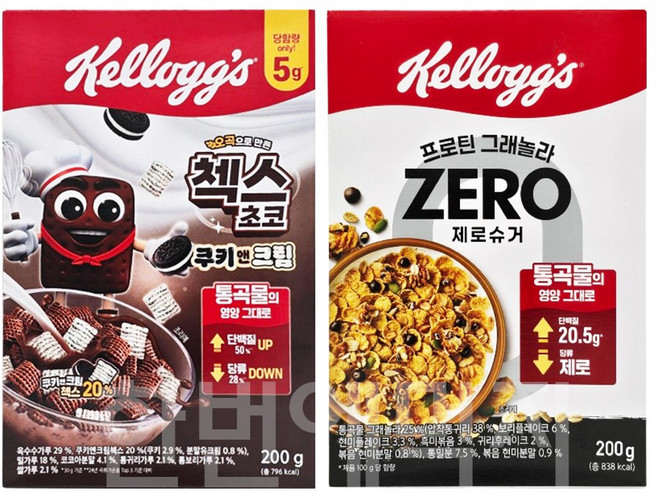 [한번에먹자] 시리얼 혼합세트 (첵스초코 쿠키앤크림 1 + 프로틴 그래놀라 제로슈거 1), 1세트, 200g