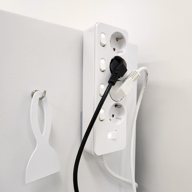 무타공 책상 벽 콘센트 멀티탭 고정 부착 거치대 슬라이드 홀더, 중형__가로타입_2개