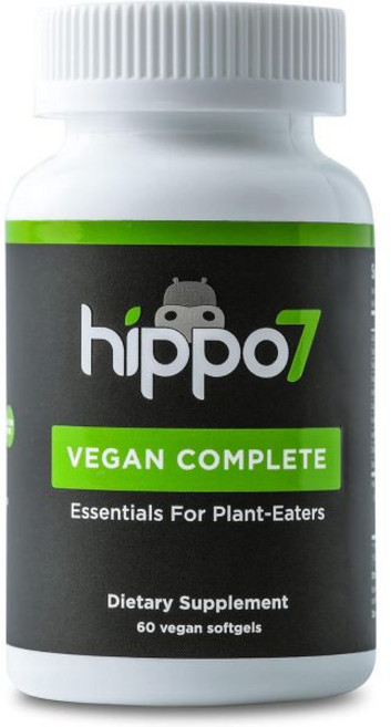 Hippo7 히포7 비건 컴플리트 멀티비타민 비타민 B12 D 오메가-3 DHAEPA 칼슘 요오드 아연 철분 1병 소프트젤 60개, 1개, 60정