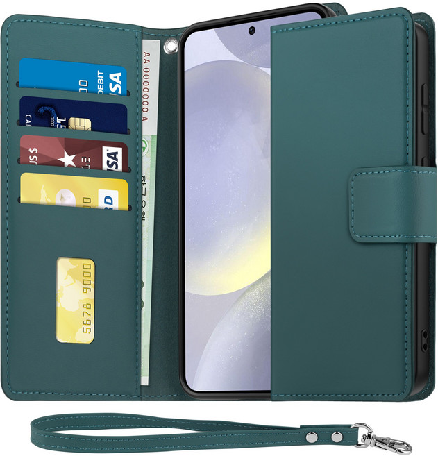 아칸크 갤럭시 S25 (SM-S931N) 다이어리 가죽 지갑 휴대폰 케이스+핸드 스트랩 세트