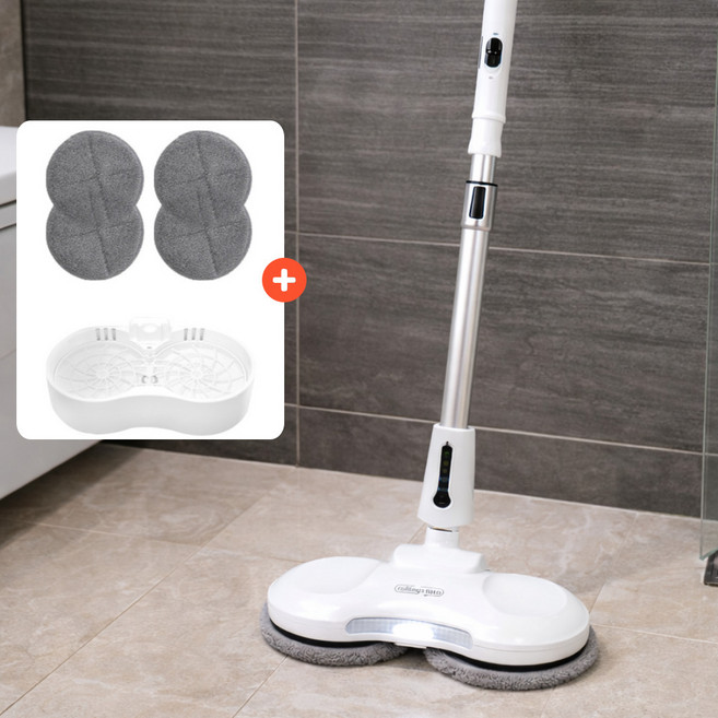 [26년형] 신일 무선 물걸레 청소기 듀얼 스윙 전동 저소음 자동 회전 극세사패드, 화이트, SDC-W9300NK