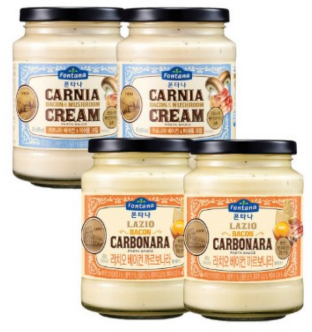 폰타나 베이컨머쉬룸크림 2개+까르보나라 2개, 4개, 430g
