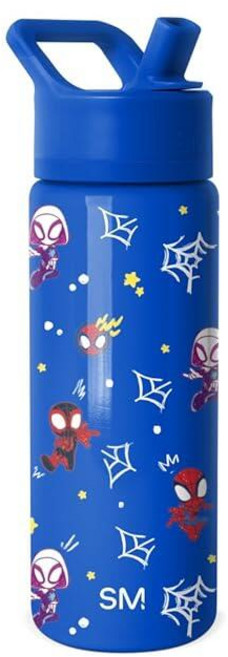 Simple Modern 아동용 인설레이트 리쥬에이블 텀블러 빨대 뚜껑 포함 414ml 스테인리스 스틸 서밋 컬렉션 유니콘 레인보우, Marvel-Spidey & Friends