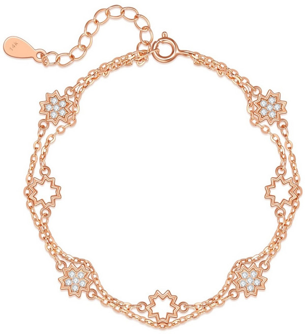 티모니 여성용 14k GF꽃팔찌 두줄 체인 팔찌 데일리 팔찌 심플 여성팔찌 우정팔찌