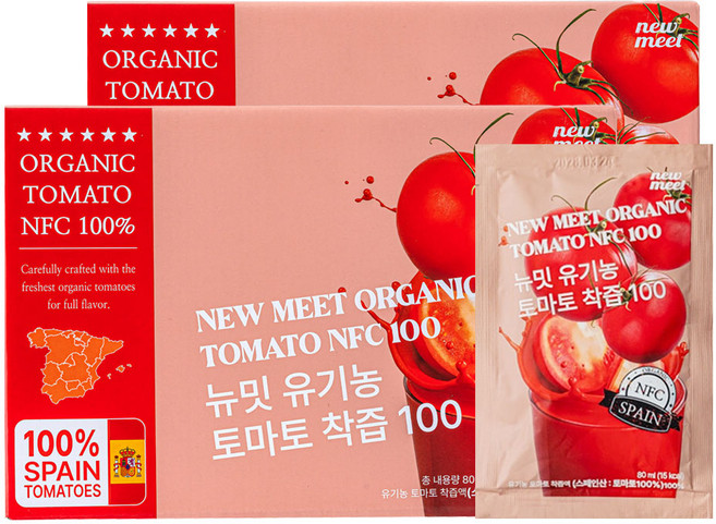 [공식판매처]뉴밋 유기농 토마토즙 100% NFC 생착즙 무설탕 무첨가 토마토주스 토마토쥬스, 80ml
