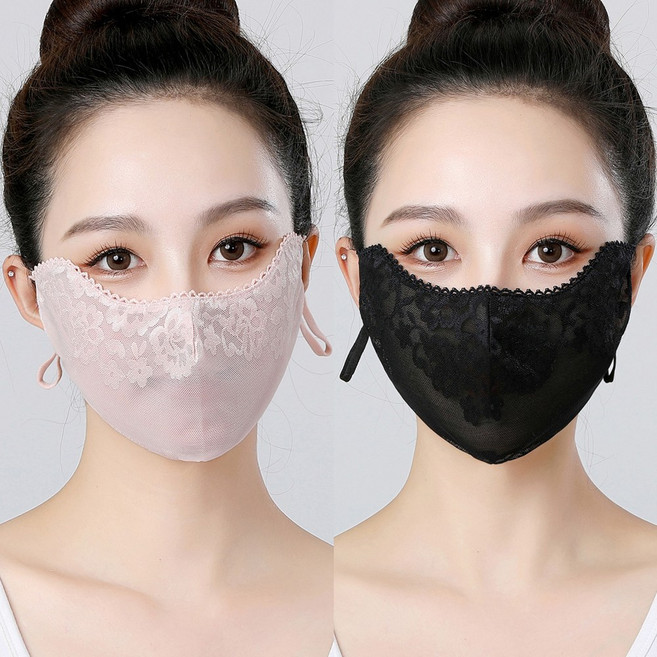 여성 UV 자외차단 마스크 여자 나들이 골프 얼굴 햇빛 안면 등산 전체 꽃망사 마스크 1+1